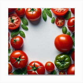 Fresh Tomatoes On White Background Canvas Print