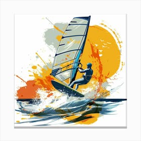 A Windsurfing Vector Design Illustration 1718707331 3 Canvas Print