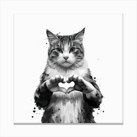 Cat Making A Heart Sign Canvas Print