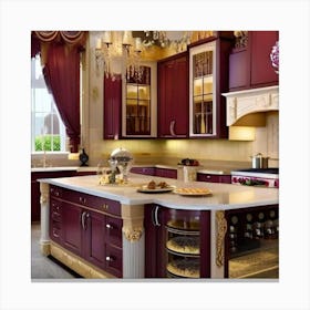 Burgundy Kitchen Canvas Print