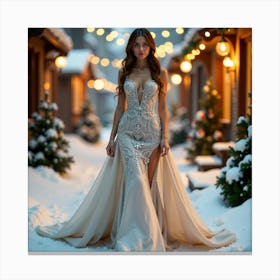 Winter Wedding Dress 6 Canvas Print