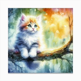 Kitten On A Branch Canvas Print