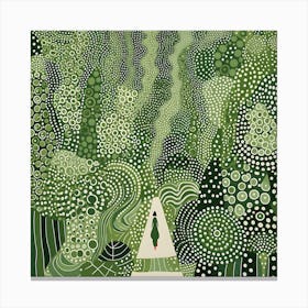 Yayoi Kusama Inspired Art Moss Green Pop Art Print Canvas Print