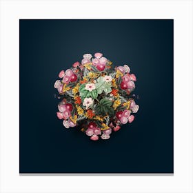 Vintage Aiton's Ipomoea Floral Wreath on Teal Blue n.2428 Canvas Print