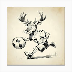 Deer Running With Soccer Ball Canvas Print