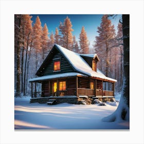 snowy cabin Canvas Print