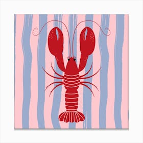 Lobster On Striped Background Canvas Print