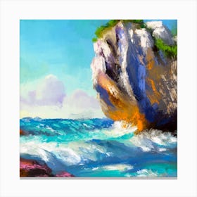 Waves And Cave Canvas Print