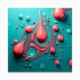 Firefly Vibrant 3d Flowing Drops On A Turquoise Background 94962 Canvas Print