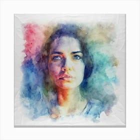 Watercolor Portrait Of A Beautiful Woman Canvas Print