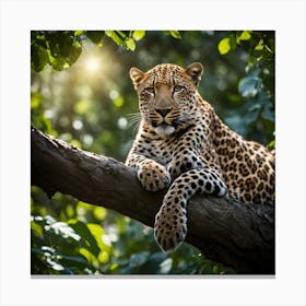 Leopard On A Tree art print Canvas Print