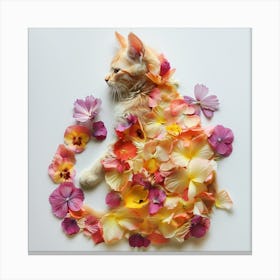 Beautiful Floral Cat Canvas Print