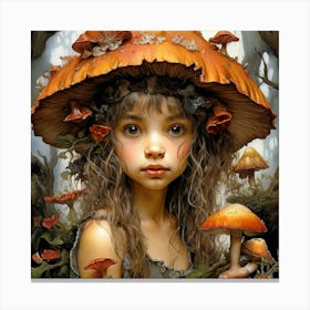 Closeup 1girl Fantastic Fungus Giant Mushroom World Rich Colors Intricate Details Illustration Canvas Print