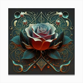 Stylized and intricate geometric black rose 14 Canvas Print