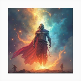 Titan Surrounded By Watercolor Magical Energy, Colorful 1 Canvas Print