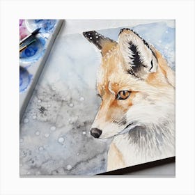 Fox Watercolor Painting Canvas Print