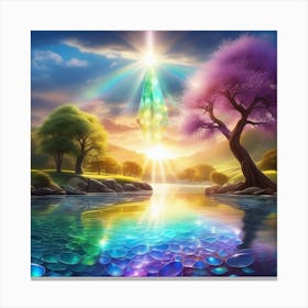 Rainbow Over A Lake Canvas Print