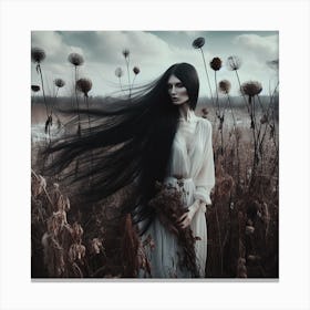 Dark Beauty In A Field Canvas Print