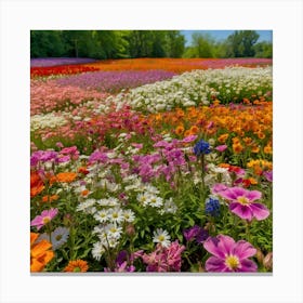 Colorful Flowers In A Field Canvas Print