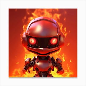 Robot In Flames Canvas Print