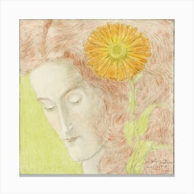 Woman's Head With Red Hair And Chrysanthemum, Jan Toorop Canvas Print