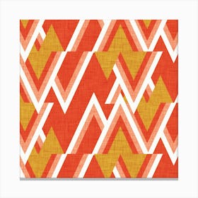 New Mid Mod Woods Red Square Canvas Print