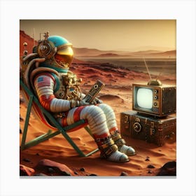 Astronaut In Tv Chair on mars 1 Canvas Print