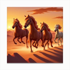 Horses In The Desert Canvas Print