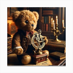 Teddy Bear With Compass Canvas Print
