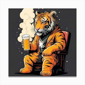 Tiger Drinking Beer Canvas Print