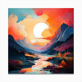 Sunset Over The Mountains Canvas Print