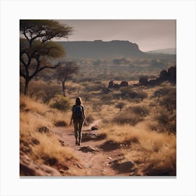 Woman Walking In The Desert Canvas Print