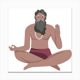 Male Character Practicing Meditation Exercise Canvas Print