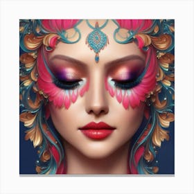 Woman With Colorful Makeup Canvas Print