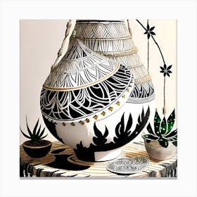 Black And White Vase 1 Canvas Print