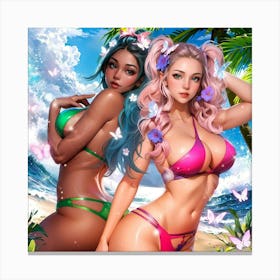 Two Women In Bikinis 29 Canvas Print