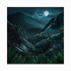 Full Moon In The Jungle Canvas Print