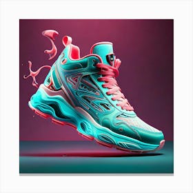 Firefly Floating Turquoise And Pink Sneaker With Bold Design 88556 Canvas Print