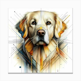 Golden Retriever - Abstract Line Art Illustration 254 Canvas Print