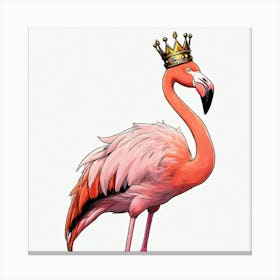 Pink Flamingo Wearing a Crown Canvas Print