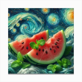 Watermelon With Starry Sky Canvas Print