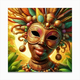 African Woman With Mask Canvas Print