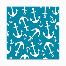 Blue Sea Anchors Canvas Print