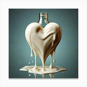 Firefly Heart, Shaped, Dripping, Milk, Bottle, Liquid, Creative, Artistic, Surreal, Conceptual, Flui (1) Canvas Print