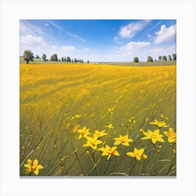 Yellow Flowers In A Field 14 Canvas Print