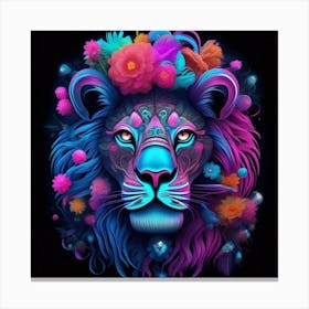 Lion With Flowers 1 Canvas Print