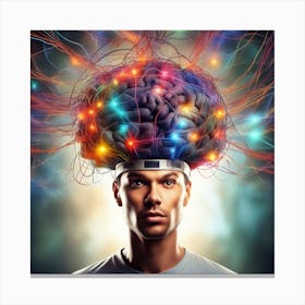Imagine A Guy Brain Connected With Worldwide Network S And Other People S Minds Which Sends And Communicate With Other People Thoughts And Creates A Scenario Or Images (2) Canvas Print