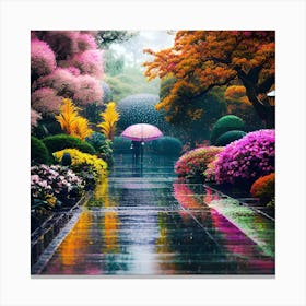 Rainy Day In The Park 1 Canvas Print