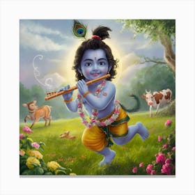 Krishna Playing Flute Canvas Print
