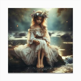 Fairy Girl In Water Canvas Print